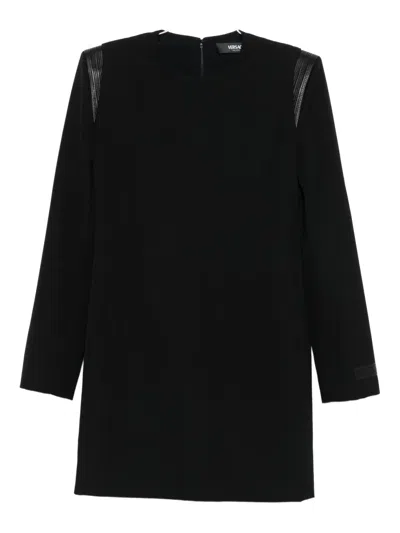 Versace Wool Mini Dress In Black
