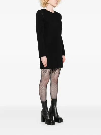 Versace Wool Mini Dress In Black