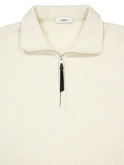 Commas Textured Zip-neck Pullover In Neutral