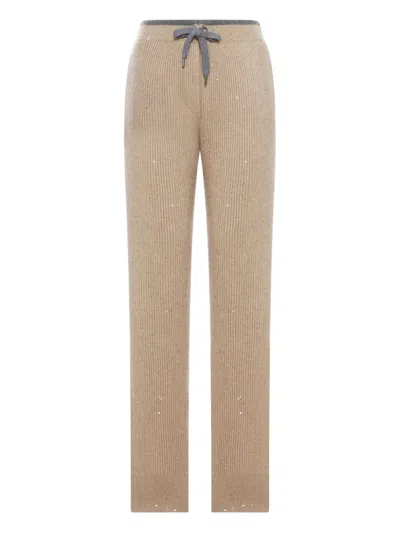 Brunello Cucinelli Cashmere Trousers In Neutral