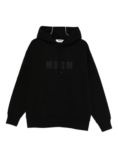 Msgm Cotton T-shirt With Front Printed Logo In Black