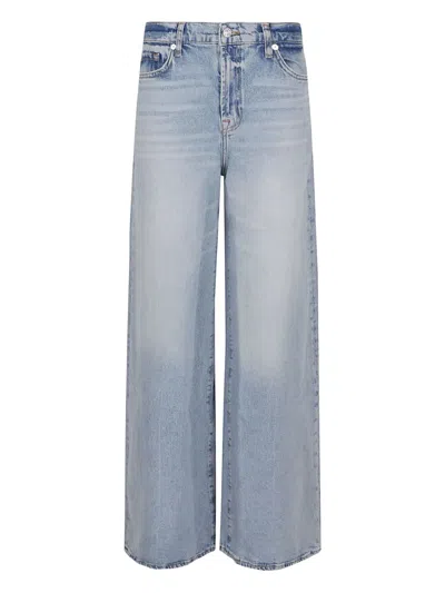 7 For All Mankind Marie Wide Leg Trousers With Bold Cuffs In Blue