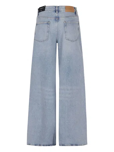 7 For All Mankind Marie Wide Leg Trousers With Bold Cuffs In Blue
