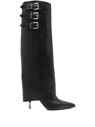 扣环细节小牛皮靴（9厘米）