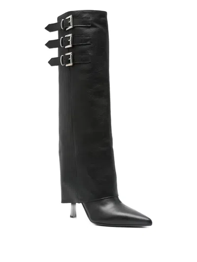 扣环细节小牛皮靴（9厘米）