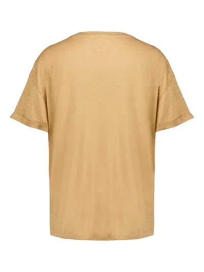 Paula Crew-neck Linen T-shirt In Brown