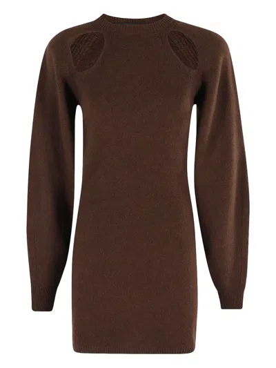 Federica Tosi Mini Dress With Cut-out Detail In Brown