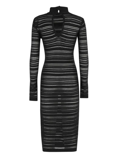 Federica Tosi Abito Midi Viscosa Con Trasparenze Dresses Black In Black