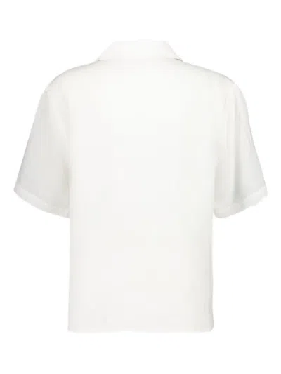 Commas V-neck Patch-pocket Shirt In White