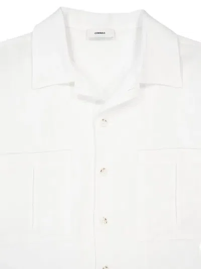 Commas V-neck Patch-pocket Shirt In White