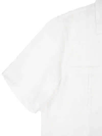 Commas V-neck Patch-pocket Shirt In White