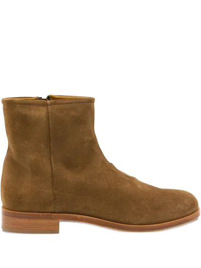 Common Projects Zipped Boot Ankle Boots In Camel Suede In Brown