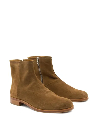 Common Projects Zipped Boot Ankle Boots In Camel Suede In Brown