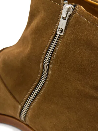 Common Projects Zipped Boot Ankle Boots In Camel Suede In Brown