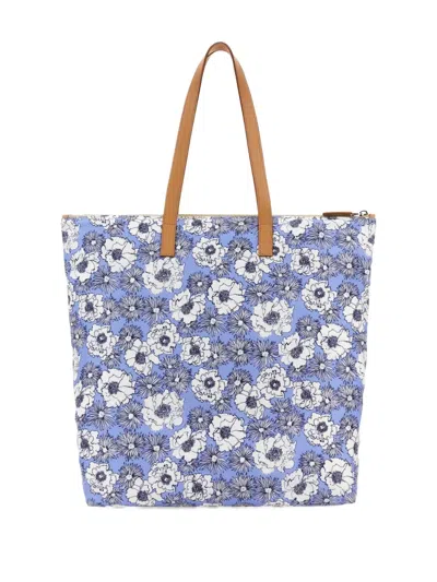 Prada Printed Re-nylon Shopping Bag In Blue