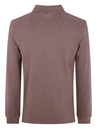 Polo Ralph Lauren Textured Knit Long-sleeve Polo With Classic Collar In Purple