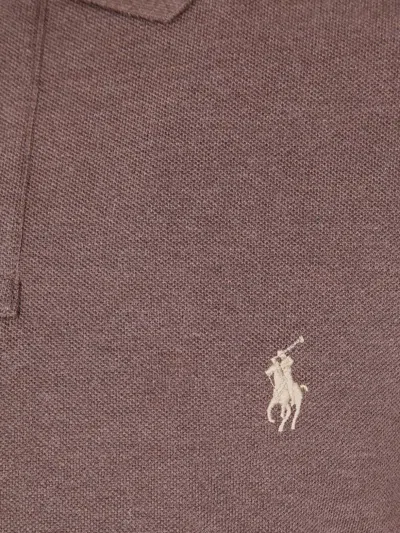 Polo Ralph Lauren Textured Knit Long-sleeve Polo With Classic Collar In Purple
