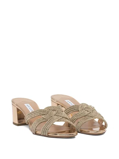 Aquazzura Felix Crystal-embellished Block-heel Sandals In Neutral