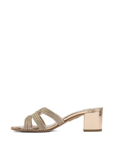 Aquazzura Felix Crystal-embellished Block-heel Sandals In Neutral