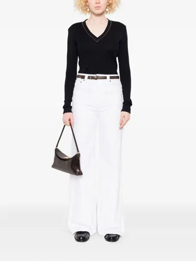 Brunello Cucinelli Blue Ribbed Wool Sweater In Black