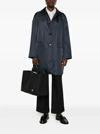 Aspesi Button-fastening Pocket Coat In Blue