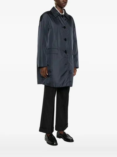 Aspesi Button-fastening Pocket Coat In Blue