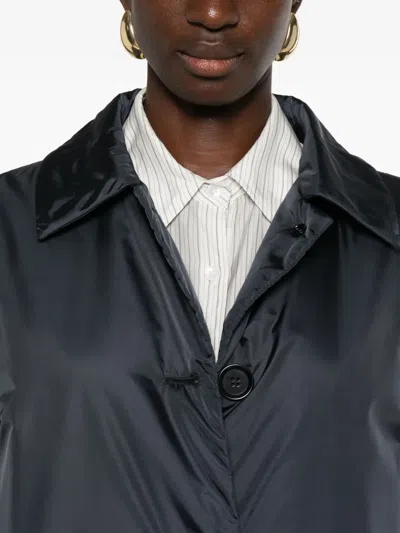 Aspesi Button-fastening Pocket Coat In Blue