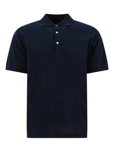 Beams Button-down Cotton Polo Shirt In Blue