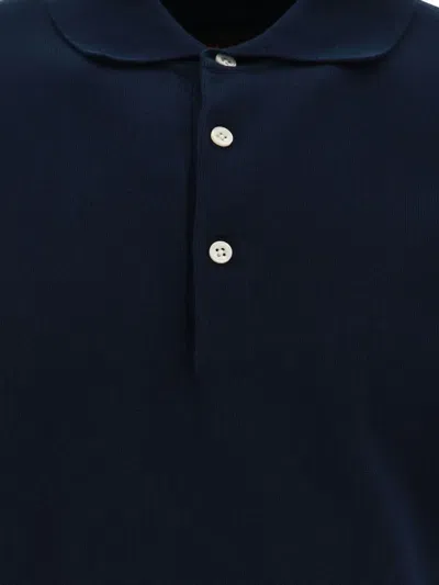 Beams Button-down Cotton Polo Shirt In Blue
