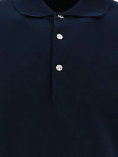 Beams Button-down Cotton Polo Shirt In Blue