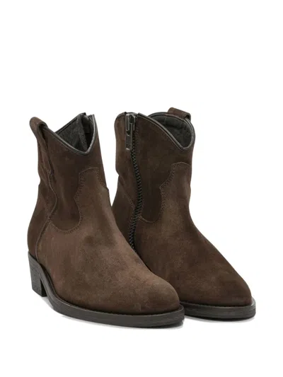 Via Roma 15 Brown Rubber Ankle Boots In Brown