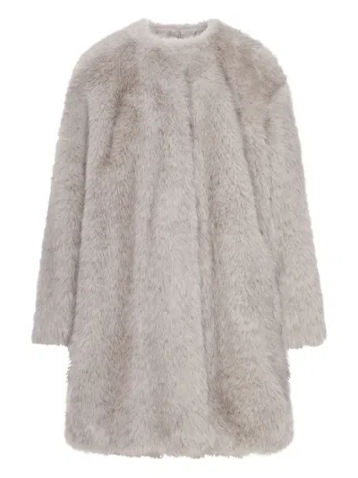Max Mara Faux Fur Coat In Gray
