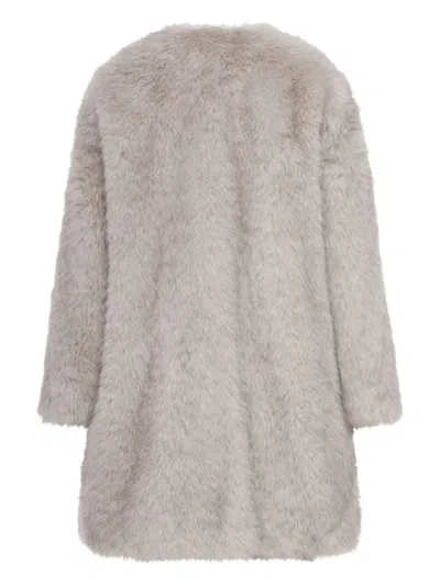 Max Mara Faux Fur Coat In Gray