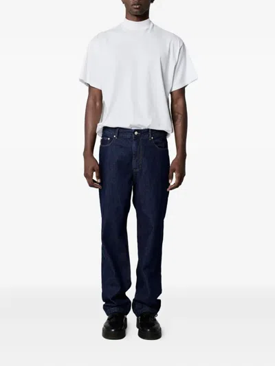 Amapô Patch Denim Straight-leg Jeans In Blue