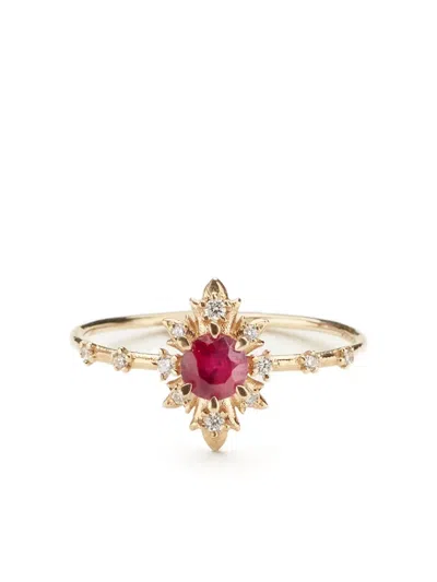 Sofia Zakia 14k Yellow Gold Termina Ruby Diamond Ring In Gold