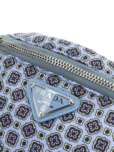 Prada Printed Logo Wallet In Blue