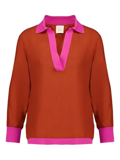 Paula V-neck Blouse In Orange