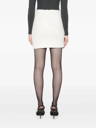 Self-portrait Midi Skirt With Decorative Buttons And Pockets In White