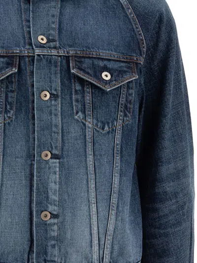 曲线形育克设计牛仔夹克