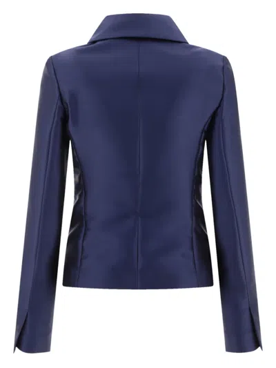 Fit F.it Satin Single Breasted Blazer In Blue