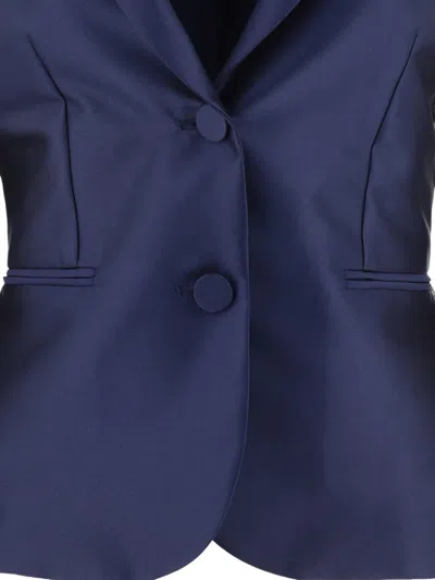 Fit F.it Satin Single Breasted Blazer In Blue