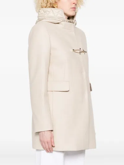 Fay Ivory Short Coat With Tailored Silhouette And Minimalist Design In Neutral
