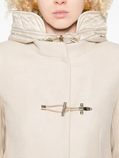 Fay Ivory Short Coat With Tailored Silhouette And Minimalist Design In Neutral
