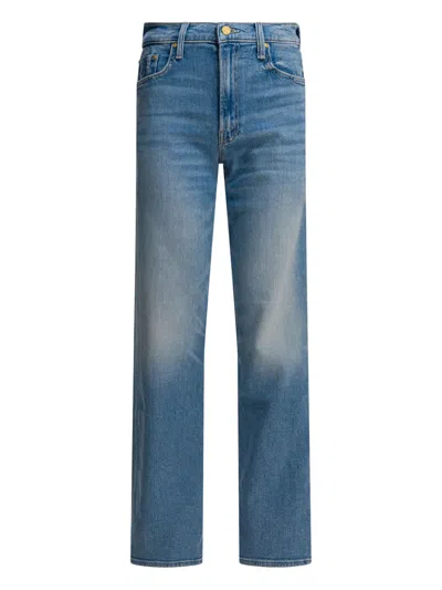 Mother The Spinner Zip Sneak Denim Jeans In Blue