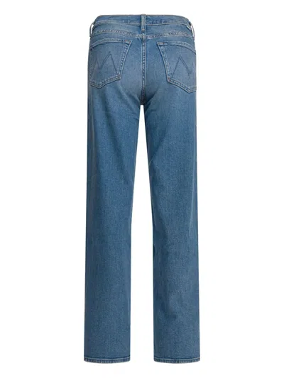 Mother The Spinner Zip Sneak Denim Jeans In Blue