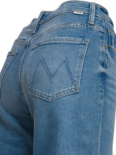 Mother The Spinner Zip Sneak Denim Jeans In Blue