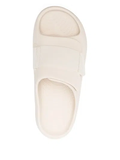 Crocs Mellow Luxe Strap-detail Slides In Neutral