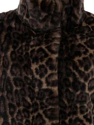 Apparis Blair Dark Leopard Mid-length Coat In Brown