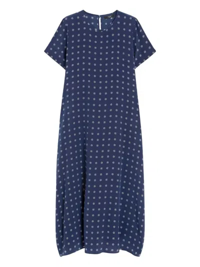 Weekend Max Mara Printed Silk T-shirt Dress In Blue