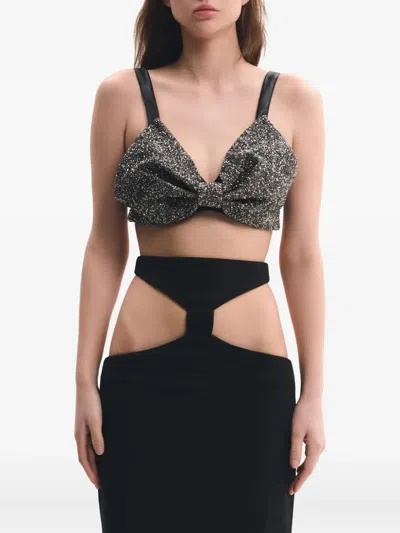 镂空蝴蝶结缀饰罩衫